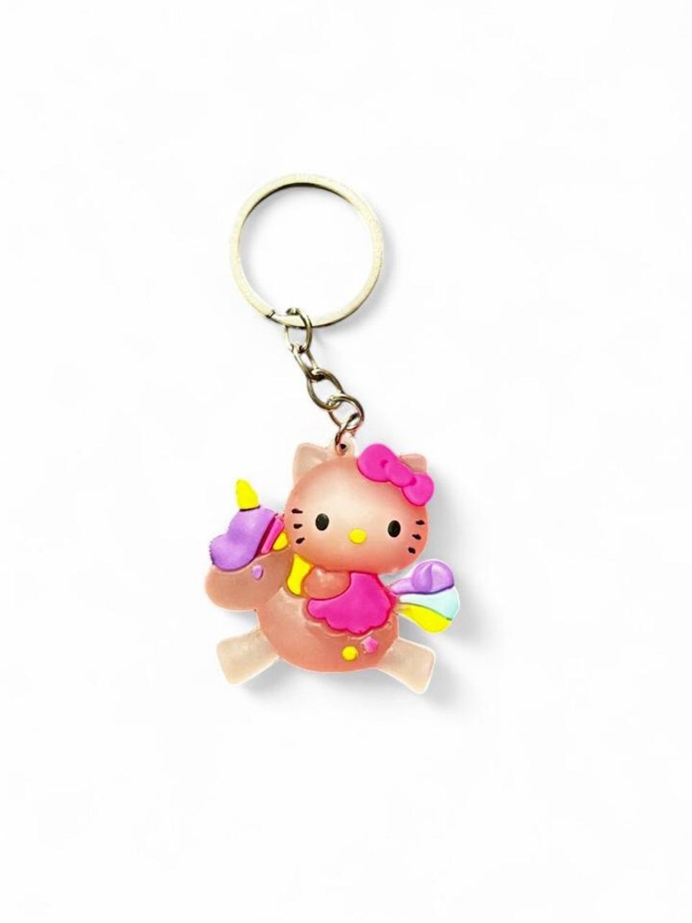 Hello Kitty Unicorn Keychain Sanrio Pink Rubber Charm Kawaii Key Ring